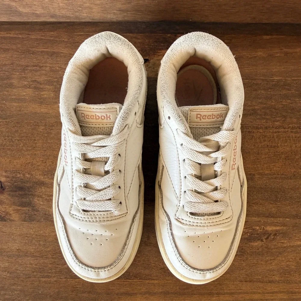 Reebok Club C Double Geo Kids Platform Sneakers White Pink Size 11
